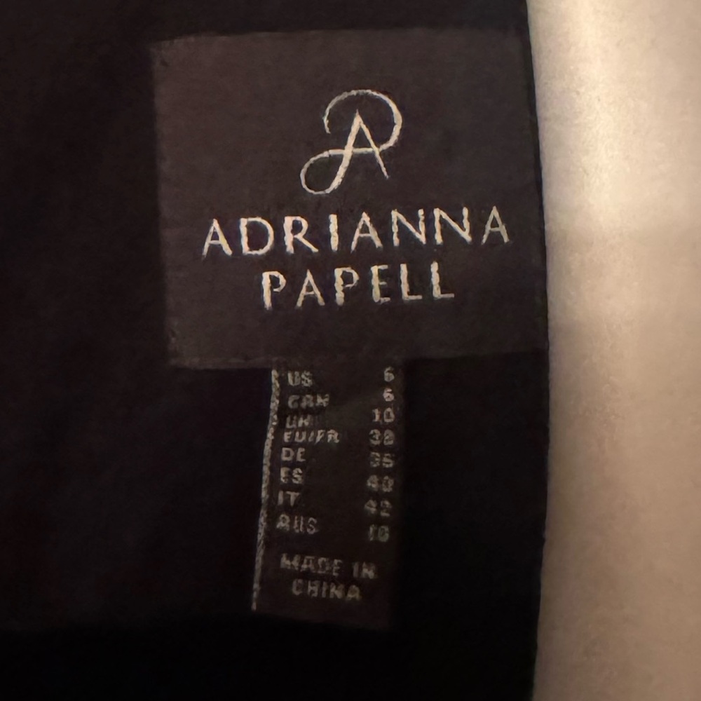 Adrianna Papell Sz Small Black & White Satin Collar Pantsuit w/ peplum/back zip - Picture 2 of 14